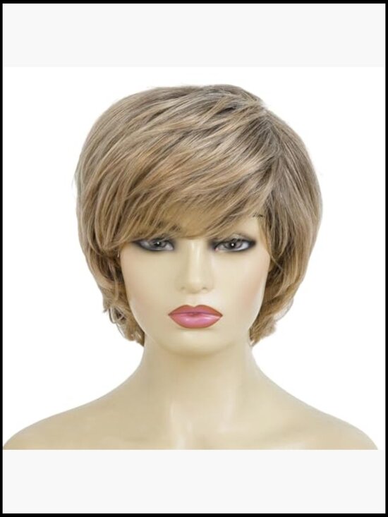 Curly Layered Pixie Cut Wig with Bangs Heat Resistant Short Synthetic Hair main image 7
